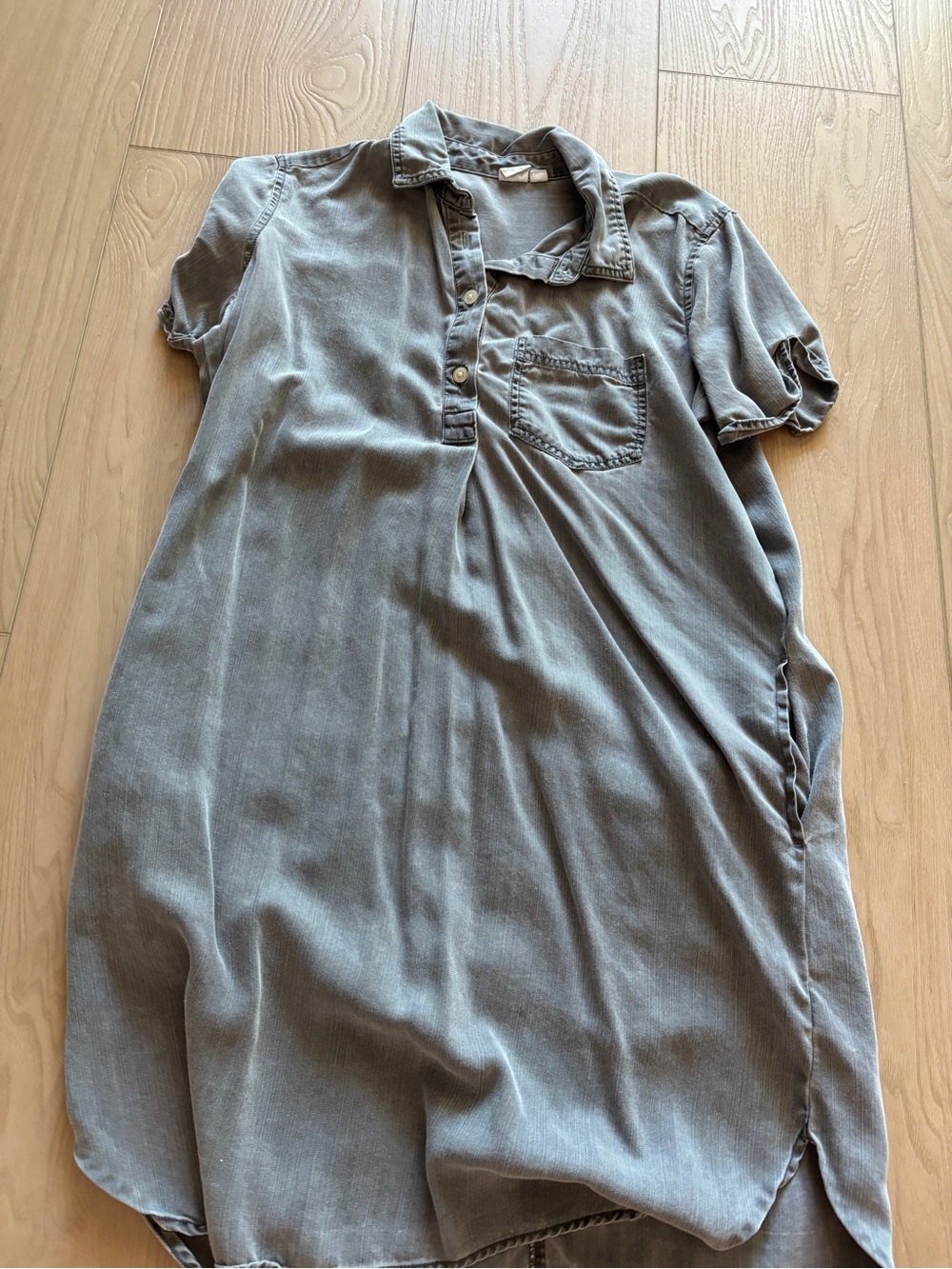 GAP Washed Gray Short-Sleeve Polo Dress